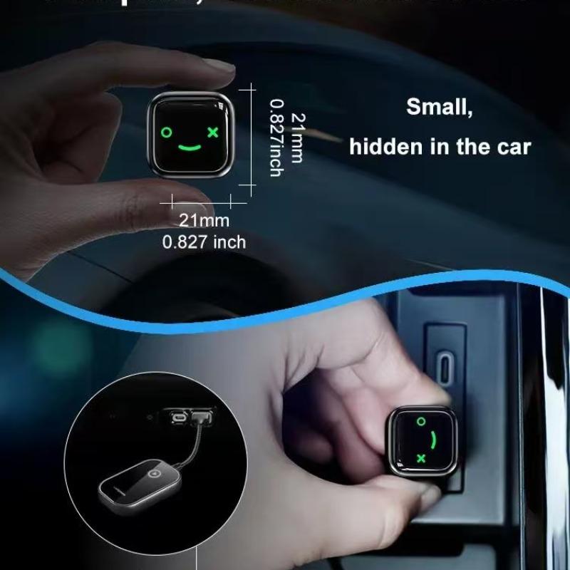 Wireless Carplay Adapter for iPhone Android, Quick Auto Connect Low Latency Hands-Free Calling M12 Wireless Encryption Key Fob Carplay Converter