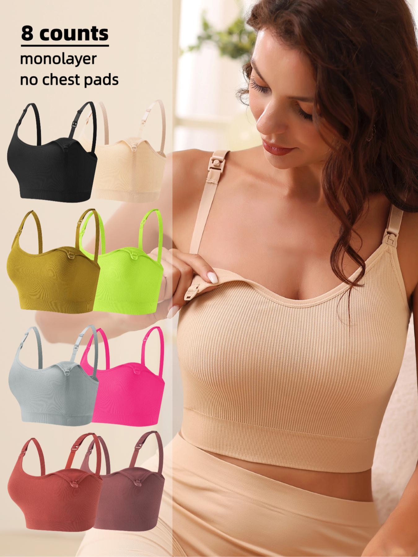 Solid Ribbed Adjustable Strap Wireless Bra, Comfort Maternity Lingerie Bra for Women, Maternity Lingeries for All Seasons