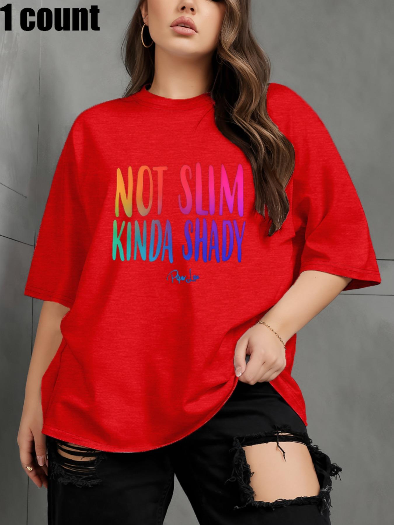 【Plus Size】 Letter Print Round Neck Tee, Casual Short Sleeve Crew Neck T-Shirt for Daily Wear, Women Clothing for All Seasons