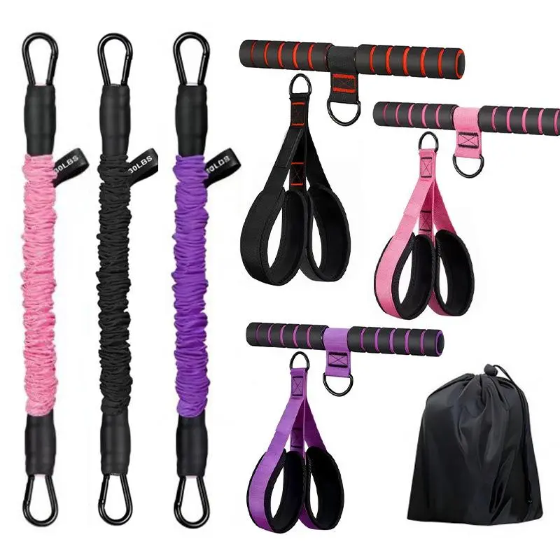 Cross-border upgraded pedal tensioner set for home fitness yoga elastic band resistance training equipment thickness adjustable
