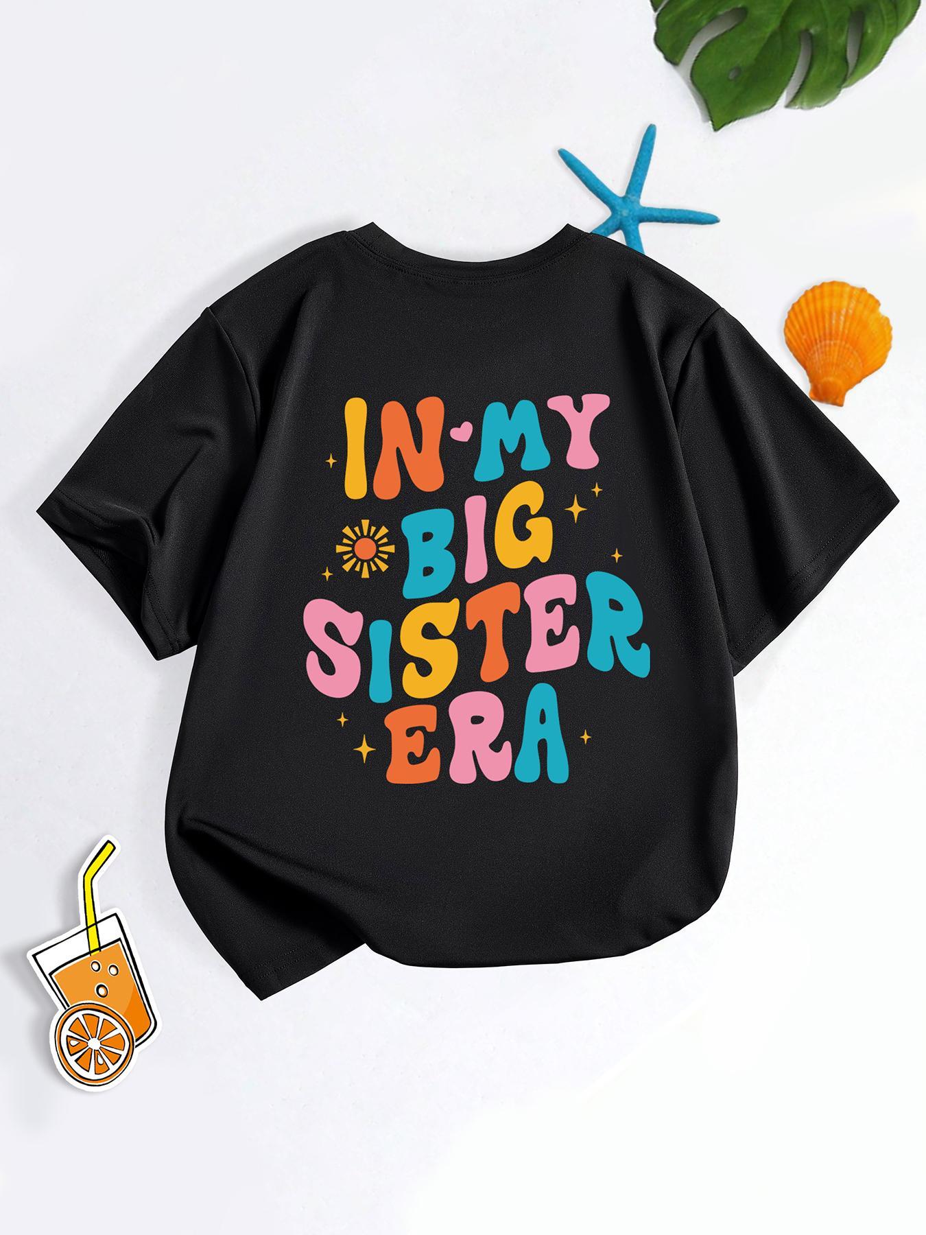 Girl's Cartoon Letter Print Round Neck Tee, Casual Short Sleeve T-shirt for Daily Wear, Kids Clothes for All Seasons, Graphic Print Shirt