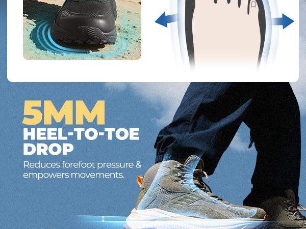 【WATERPROOFING】NORTIV 8 Men's Wide Toe Box Hiking Boots Waterproof Outdoor Trekking Camping Shoes for Plantar Fasciitis Bunion with Durable Craftsmanship & Comfortable EVA Midsole 5mm Heel-To-Toe-Drop SpringStatements