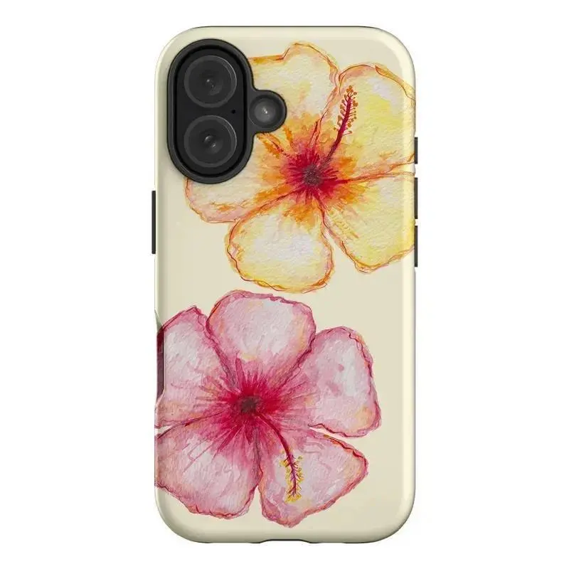 Aesthetic Yellow Hibiscus Decorative Phone Case - Durable Protective Cover for iPhone, Samsung Galaxy Series, Mobile Phone Accessory, Accessories