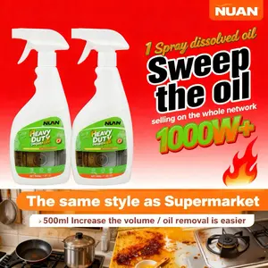NUAN heavy duty degreaserHeavy-Duty Kitchen Cleaner Spray, Multi-Surface Degreaser for Oven, Microwave, Sink and Countertops, Quick Stain Remover, Anti-Bacterial and Eco-Friendly