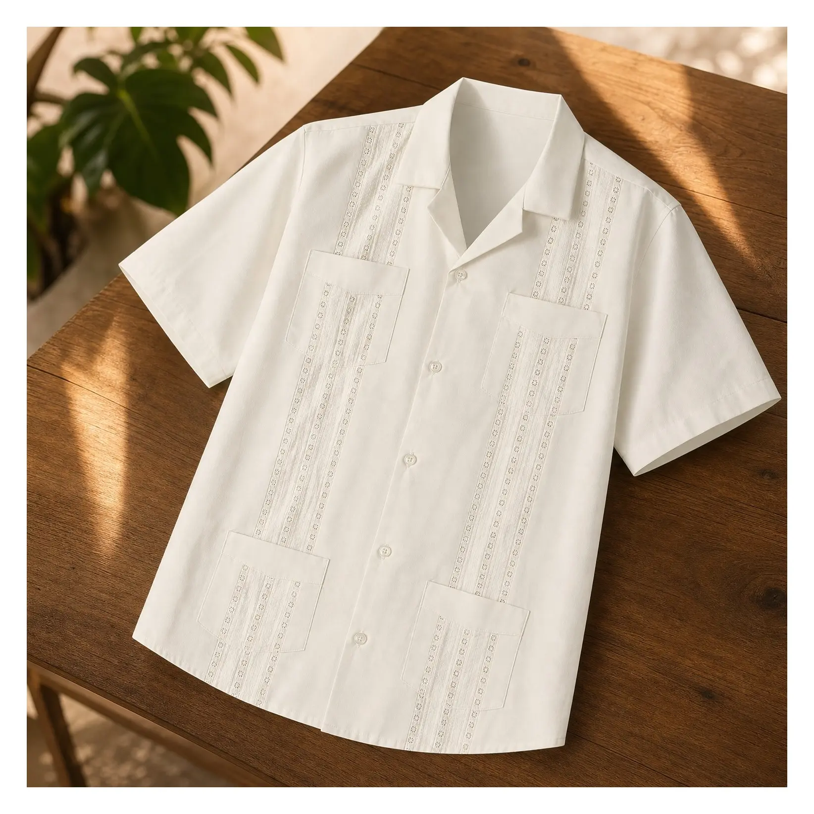 Men's Guayabera Shirt Cuban Short Sleeve Casual Button Down | 100% Cotton Lightweight Relaxed Fit, Hawaiian Summer Beach Top, Mexican Wedding Party Vacation, with PocketsGift