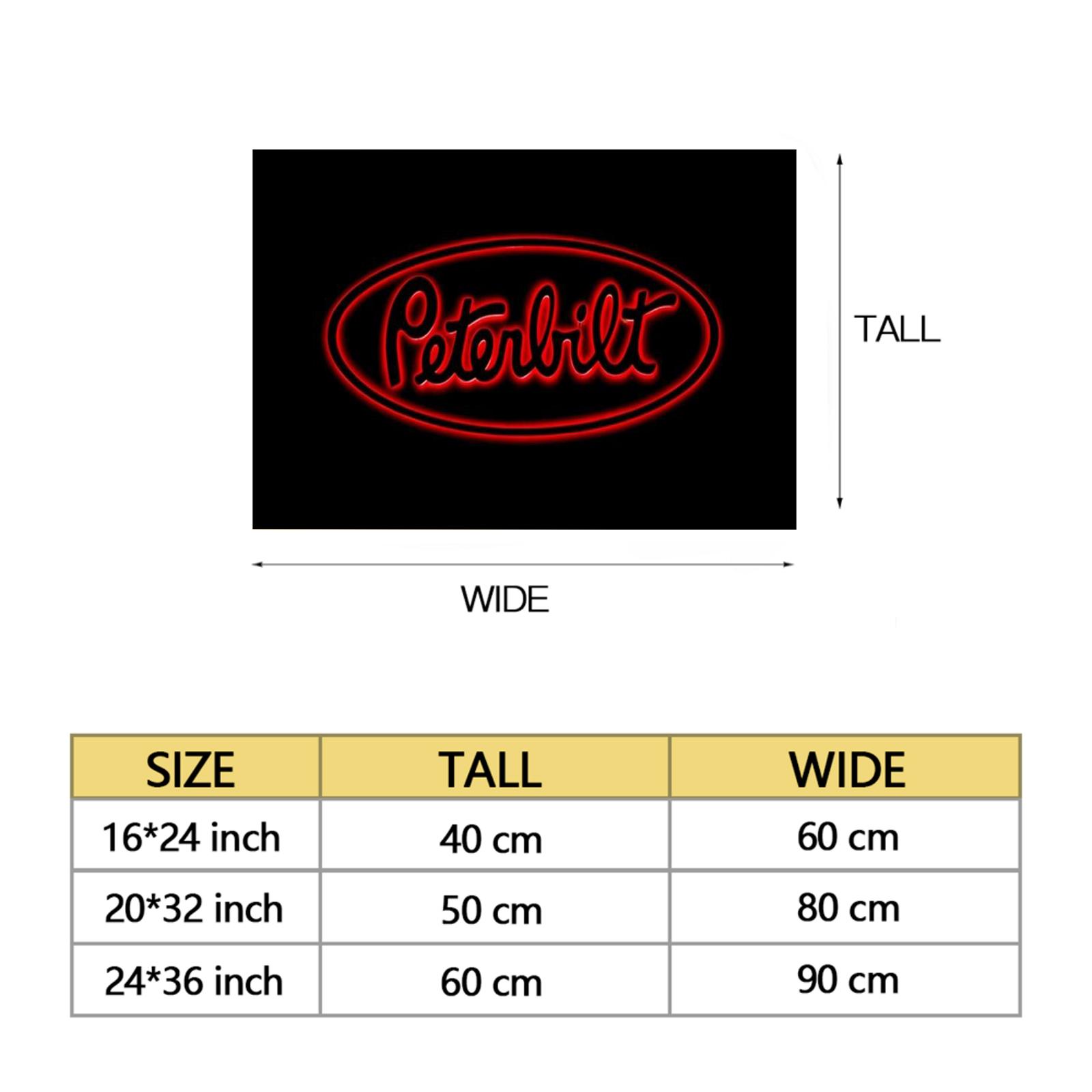 Peterbilt Neon Sign Logo Doormat – Red Glow Oval Truck Brand Floor Mat, Perfect for Truck Drivers, Garage or Man Cave Entryway Decor