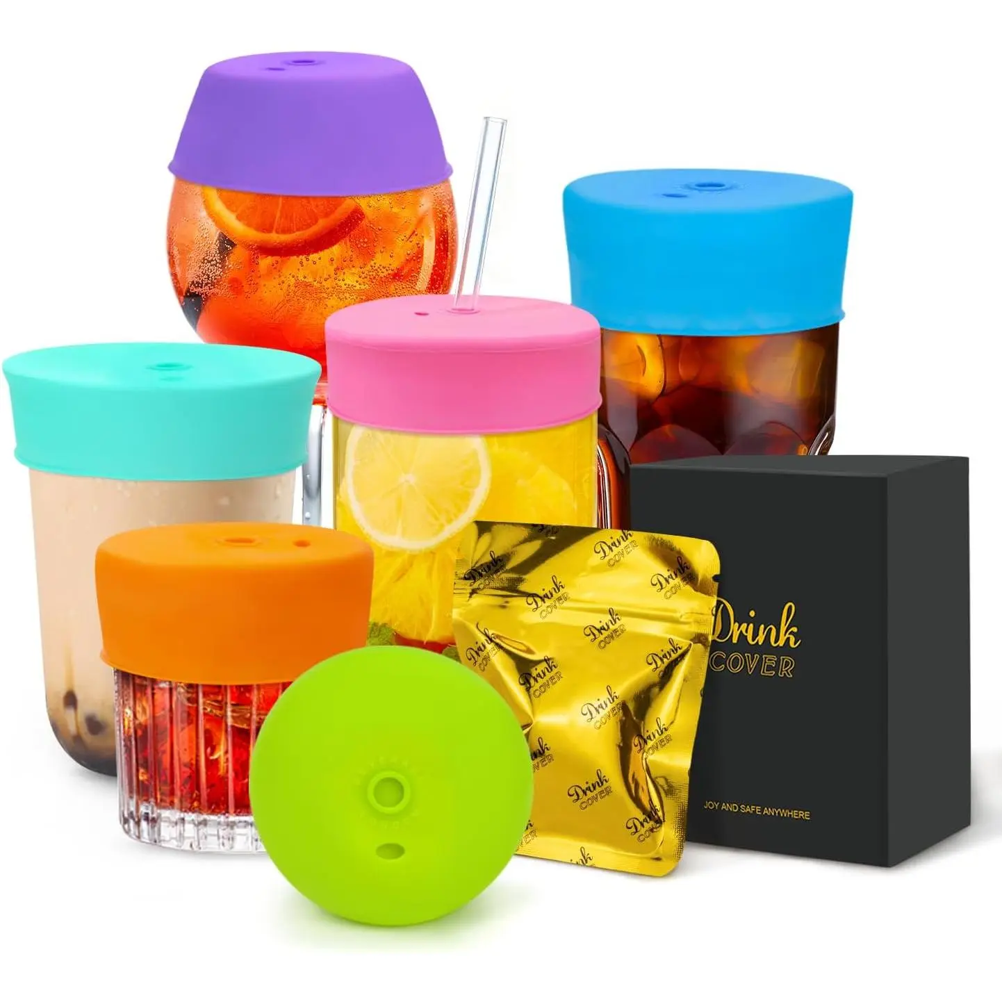Drink Protection Cover |   and ,  for Parties, Bars or Clubs, Fits  Cup Sizes | Stop Worrying About Beverage Safety (6 Pack)