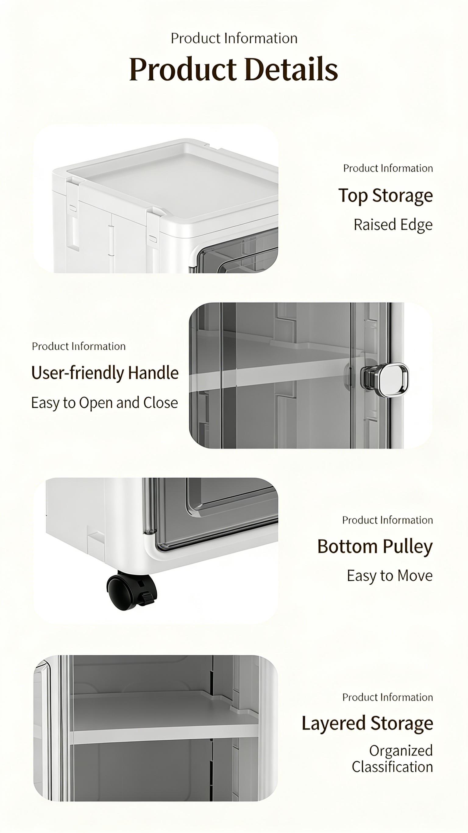 5 Tier Plastic Storage Bins with Lids, Stackable Storage Containers with Wheels, Collapsible Folding Boxes for Home Office Dorm,Kitchen