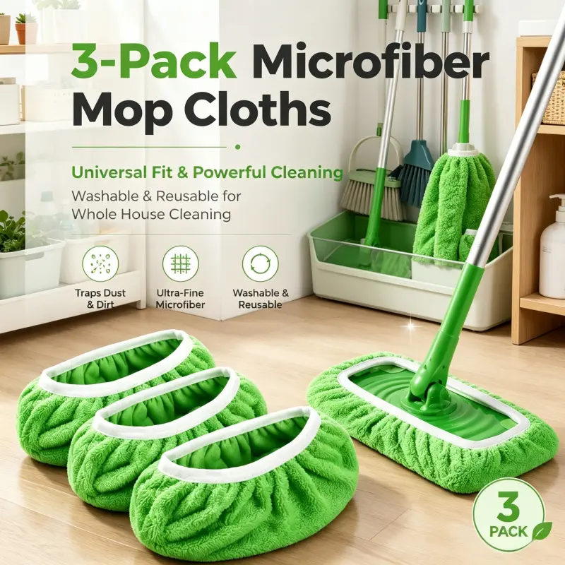 3 Pieces Universal Microfiber Flat Mop Replacement Cloths Powerful Cleaning Traps Dust Debris Machine Washable Reusable Mop Pads Flat Mop Cover For Indoor Floor Care Mop Heads Replacements
