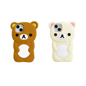 Cartoon Rilakkuma Bear Silicone Soft Cover Case For iPhone 17 16 15 14 13 12 11 Pro Max