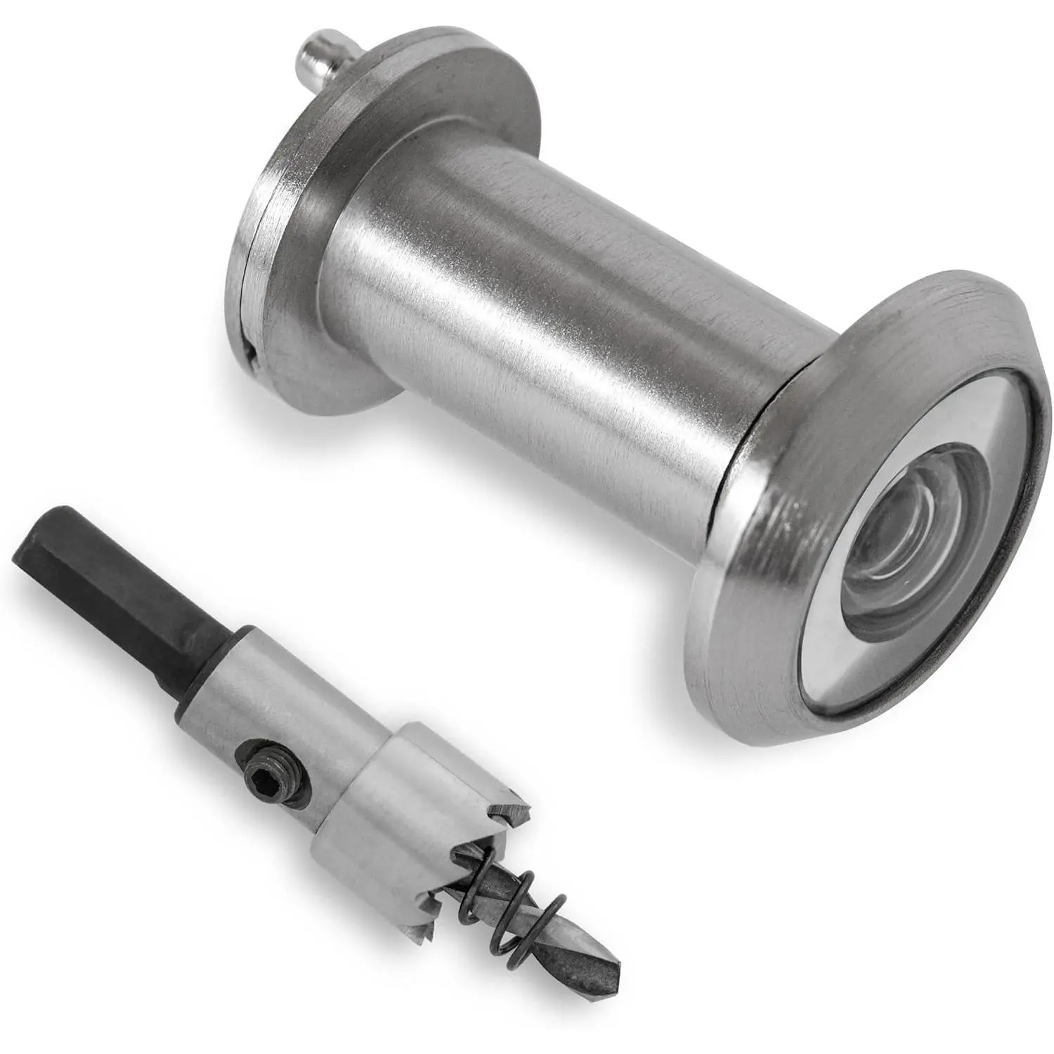 Door viewer, Peephole for Door, Door Peephole with Cover,Security Peephole with Rotating Cover, Wide Angel Peephole, Door viewer Adjustable for 1.38-2.17in with Drill bit (Satin Nickel)