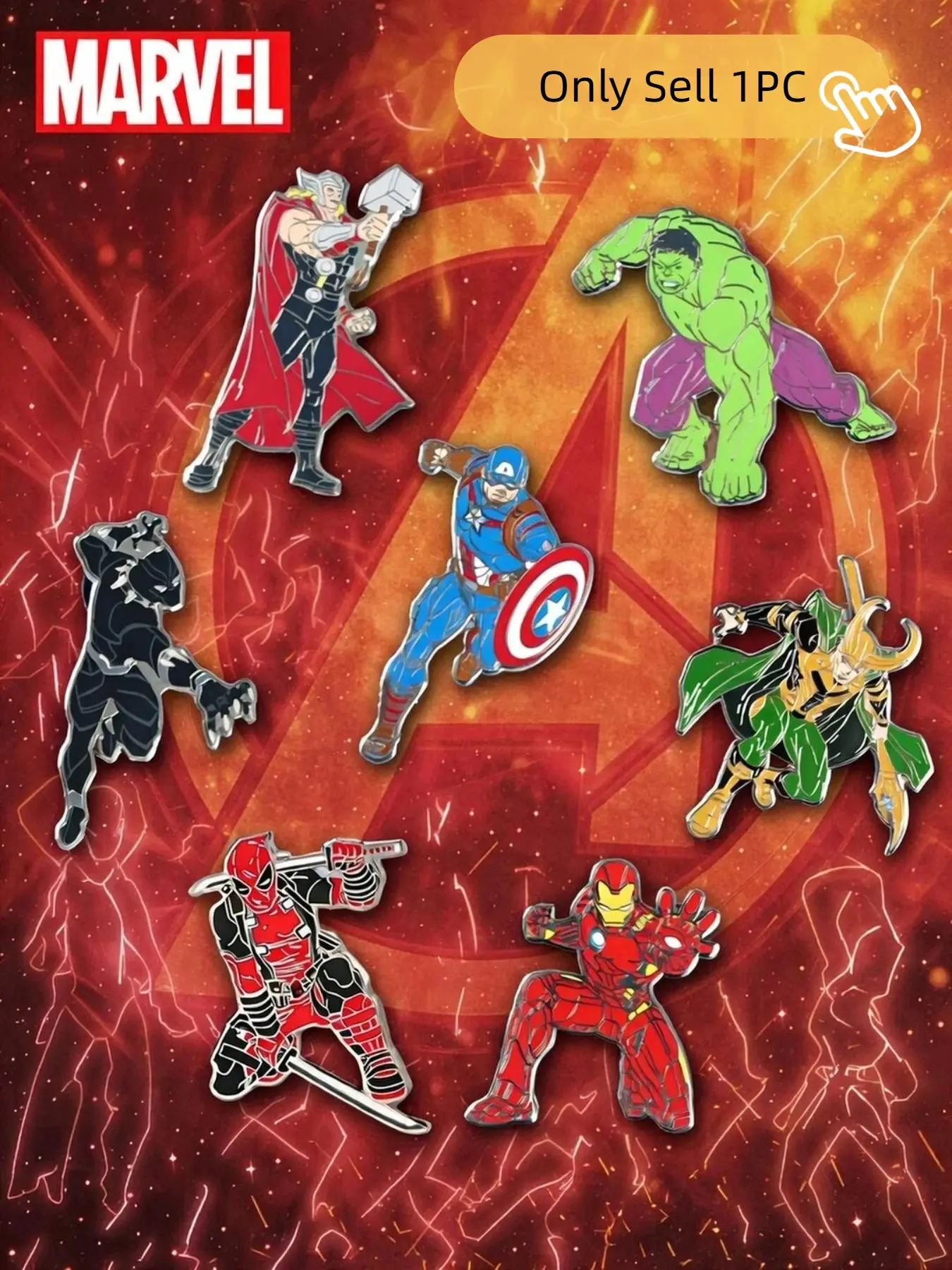 Marvel Official Superhero Enamel Pin Avengers Iron Man Captain America Thor Hulk Brooch Fashion Badge Fan Collectible Gift All Seasons