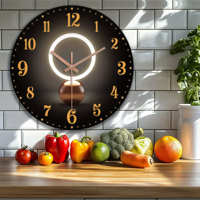 One realistic wall clock, Analog wall clock, Creative Decorative Clock, with neon-lit earth pattern (no LED), suitable for wall decoration in living room, bedroom. Ideal gift for birthdays, Easter. Powered by AA batteries (batteries not included)