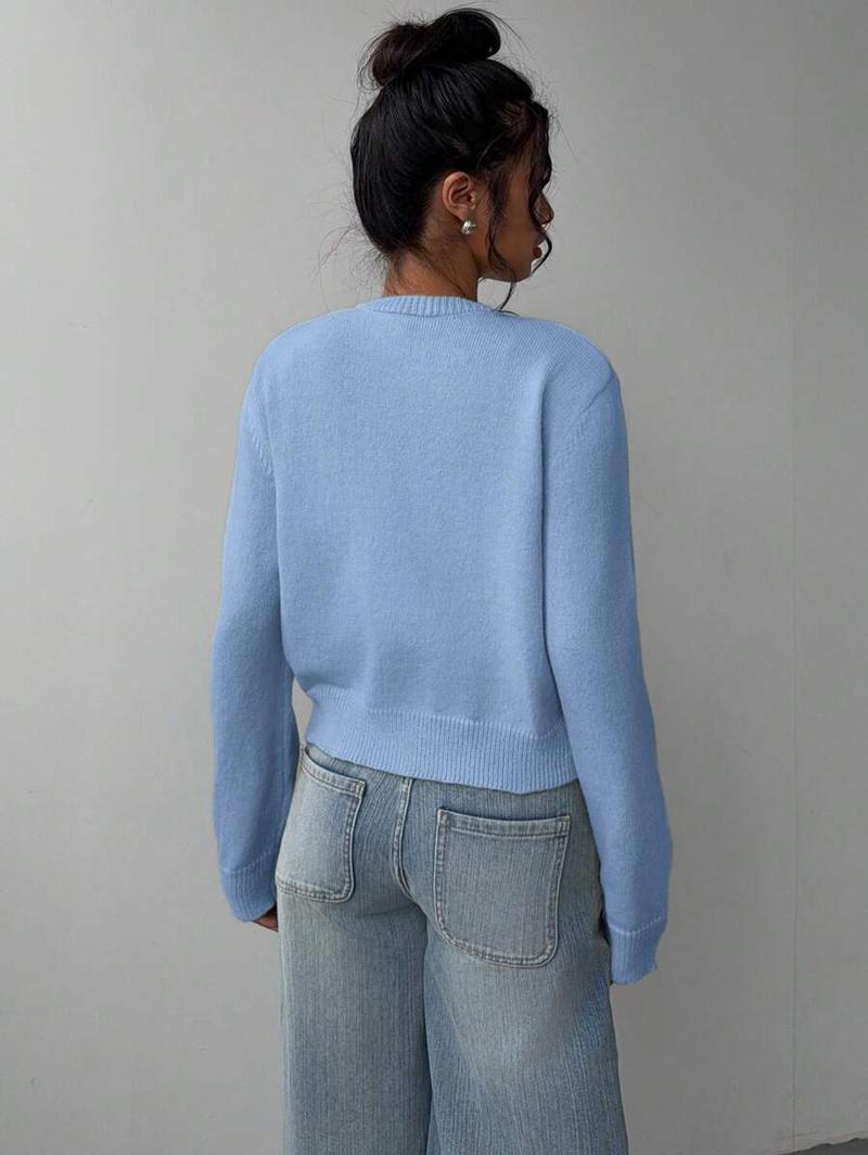 BIGWIG women's solid color button front cardigan, spring and autumn casual long sleeve sweater, fashionable women's daily knitwear, basic style, street style, button long sleeve solid color elegant sweater, classic women's fashion front cardigan