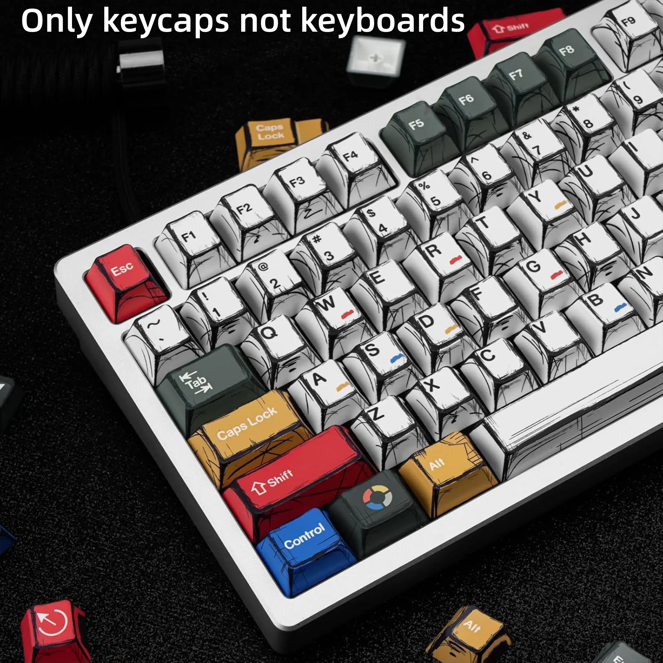 Mixed Light Manga Themed Keycaps 13 Keys, Cherry Profile Pbt Custom Key Caps Set, Dye Sublimation for Cherry Gateron Mx Switches