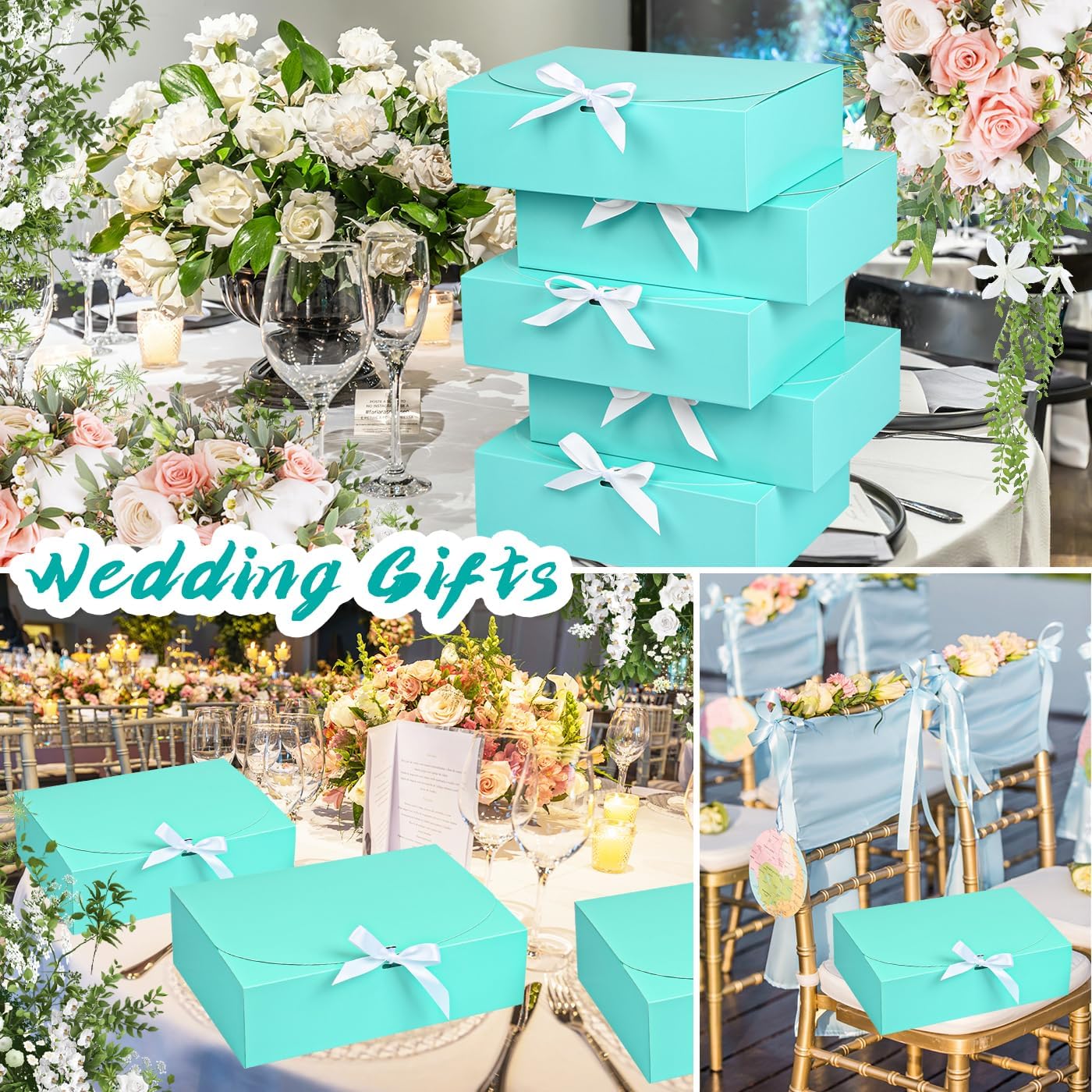 12Pack Blue  Boxes with , 12x9.8x3.1 Inch Groomsmen Proposal Box, Luxury Blue  Box with Ribbon for Wedding, Birthday, Party, Christmas, Bridesmaid, Graduation