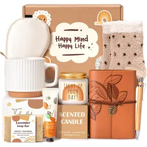 9pcs Unique Gift Baskets for Women, Happy Birthday Thank You Christmas Gift Box with Coffee Mug for Mom Friend Teacher Coworker, Best Employee Appreciation Gifts