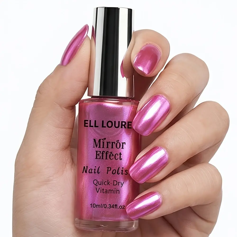 ELL LOUREL Nails Salon Mirror Rose Pink Nail Polish Is Alcohol-Free, Quick-Drying, Smooth in Texture, Forms a Strong Film, Covers Nail Fine Lines, And Offers Long-Lasting Shine. It'S Compact And Easy to Carry
