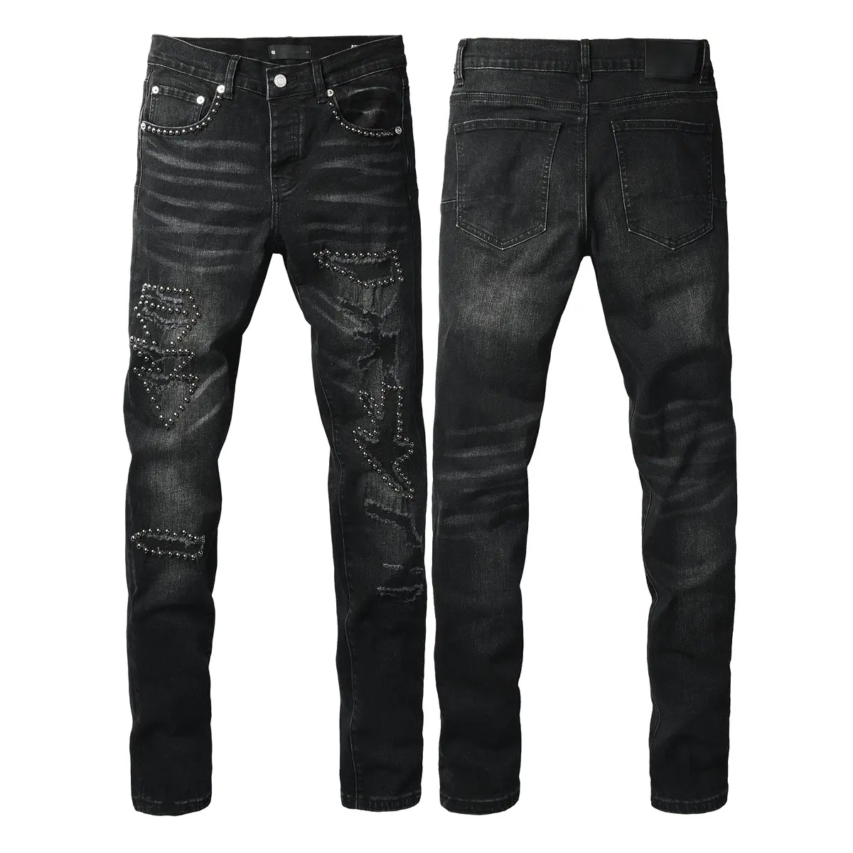 Jeans brand Jeans Men's Jeans Casual Comfort Holes Fashionable Straight Skinny Slim Fit Jeans, Ripped Stretch Jeans Denim Pants, Campus style,holiday style jeans P9096