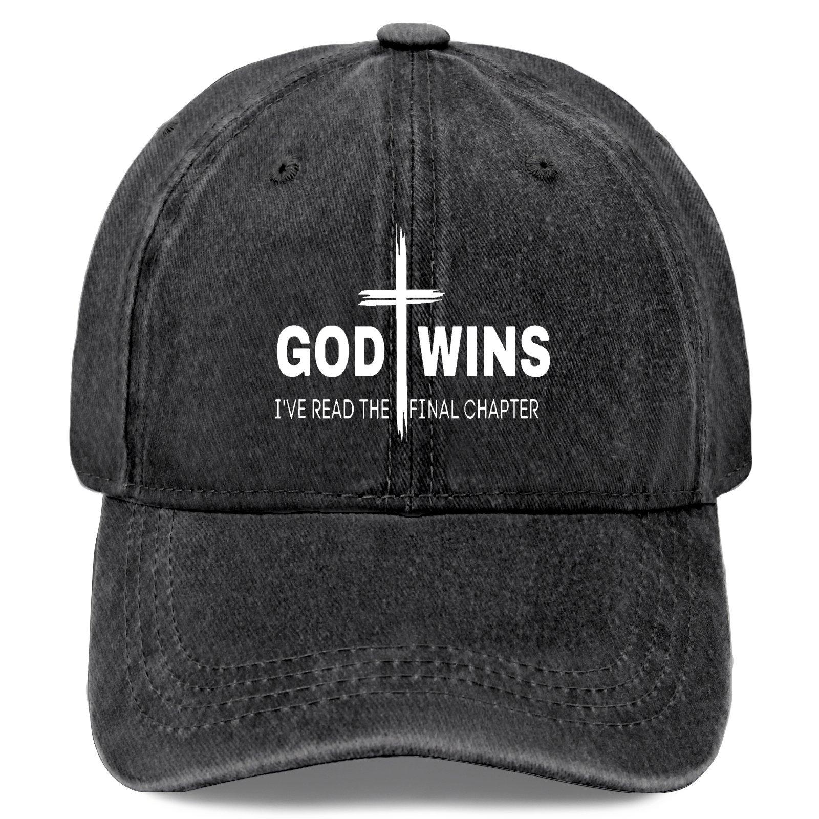 Retro Baseball Hat |   God Has Triumphed, I Completed The Final Chapter Cross Pattern |   Adjustable Father Hat |   Worn Black |   Motivational Bible Verses |   Unisex Casual Headgear, Baseball Cap