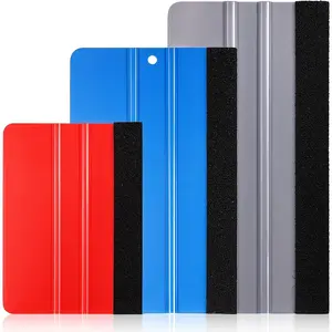 3 count Vinyl Scraper Tool, Square  Vinyl Wrap Tools, Window Tint Installation Tool with Felt   Accessories for  Wrapping, Window Tint, Wallpaper, Decal Sticker (Gray,Blue,Red)