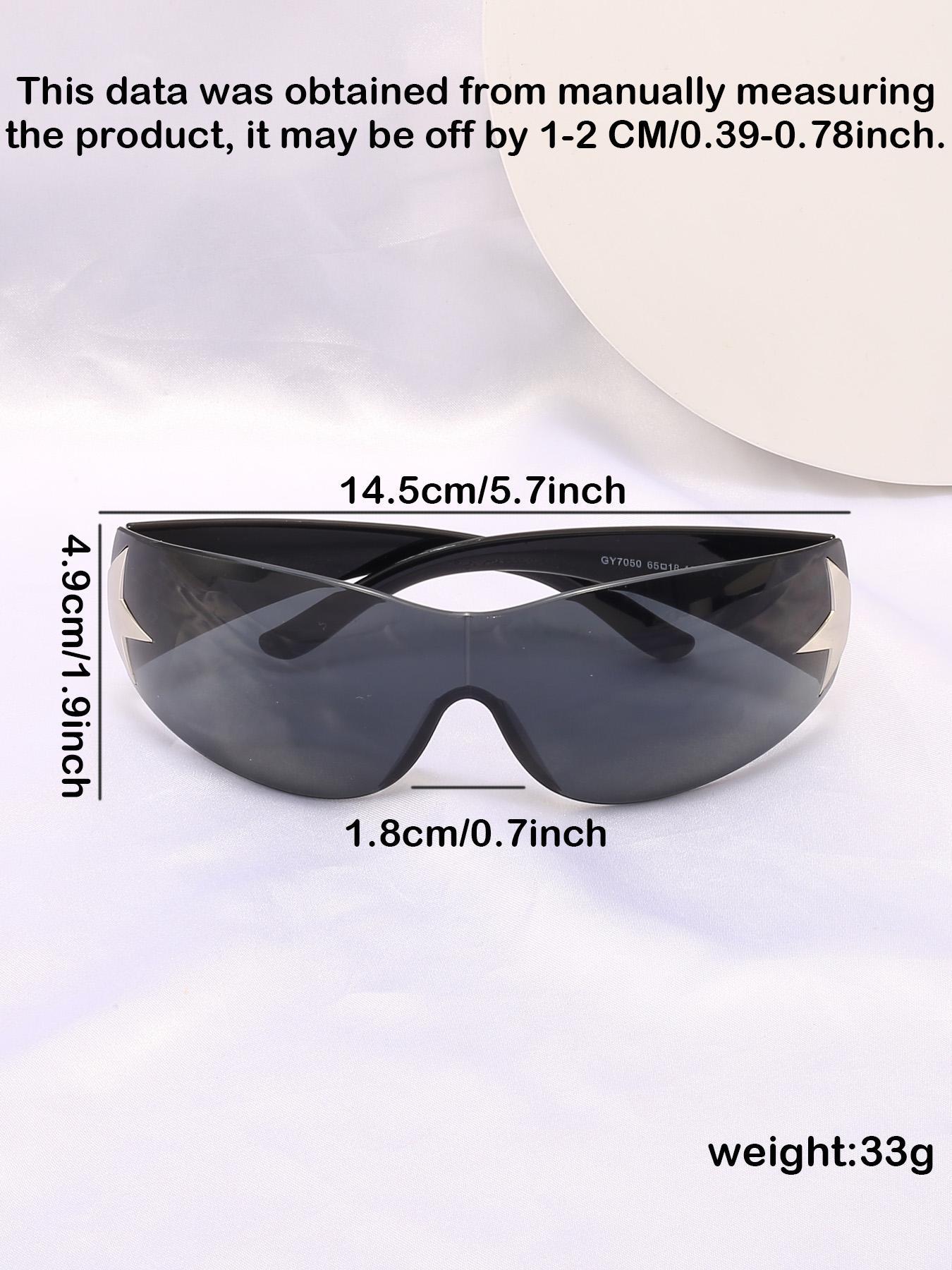 Star Decor Rimless Wrap Around Sunglasses, Street Style Sunglasses for Men & Women, Fashion Sunglasses for Outdoor Activities, Trendy Styling Sunglasses