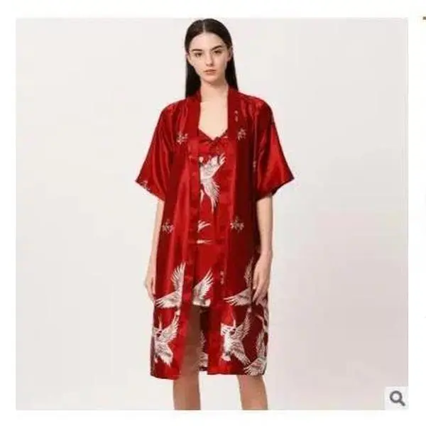 Lounge Set Women Silk Satin Robes Night Dress Pajamas 2 Piece Sets Summer Spring Night Gown Sleepwear Nightwear Homewear