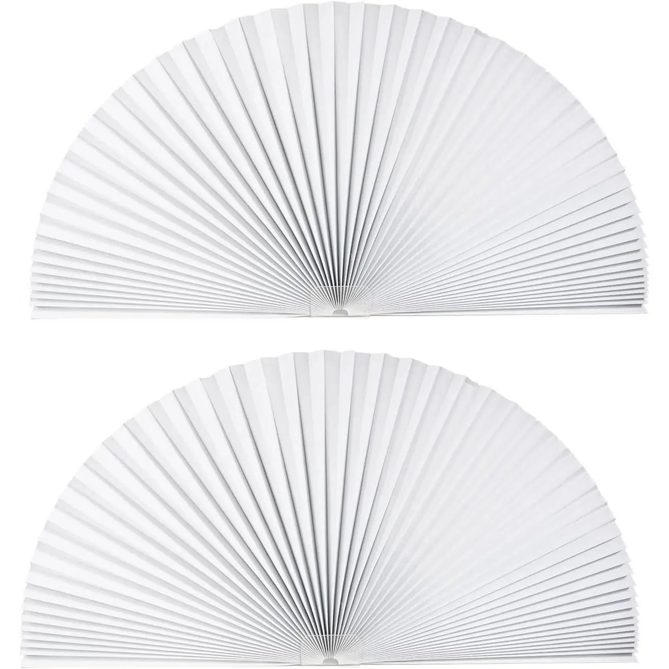 Touri Arch Window Light Filtering Pleated Shade Blinds, 2 Packs 72" x 36" White, 60%-70% Shade for Semi-Circle Windows, Easy to Cut & Install