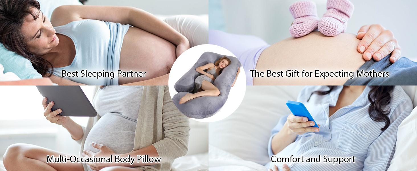 Pregnancy Pillow for Sleeping,Full Body Maternity Pillow with Removable Washable Cover,Support for Back,Hips,Legs,Belly for Pregnant Women