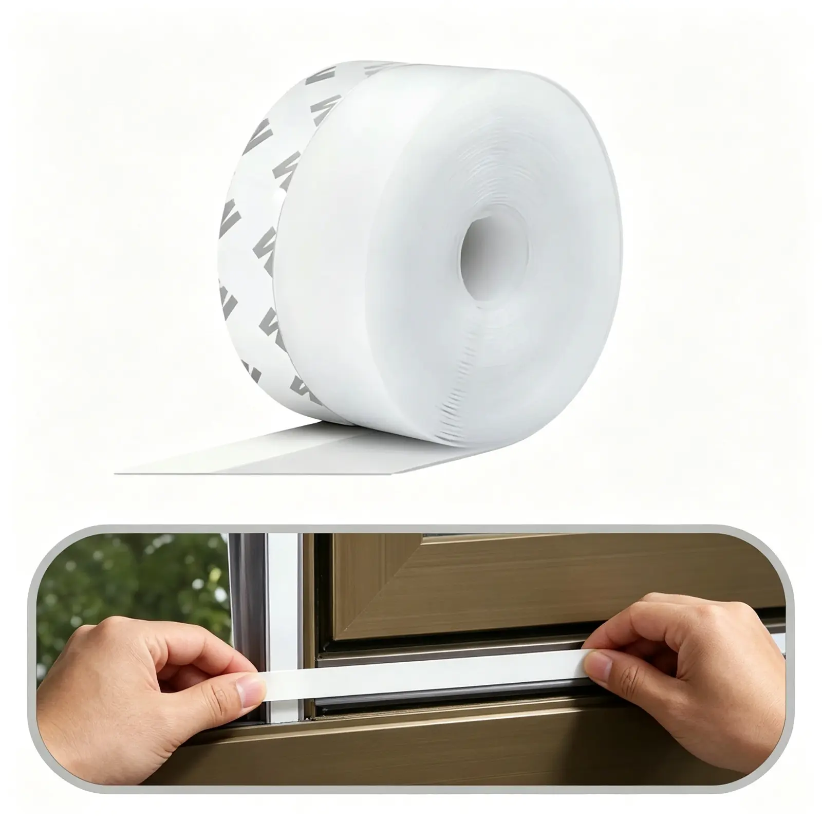 Weatherproof Energy‑Saving 16.4 Feet Self‑Adhesive Insulation Seal Tape, 1.38 Inch Wide Waterproof Foam Gap Blocker, Sound & Cold Air Block Adhesive Strip, Suitable for Door, Window, Bathroom Glass Sliding Panels.