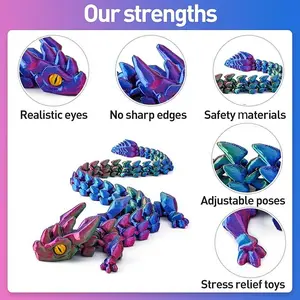 3D Printed Articulated Dragon - Glow in the Dark Rainbow Dragon Egg Set, Flexible Fidget Stress Relief Toy, Desk Decor Gift for Dragon Lovers Kids & Adults