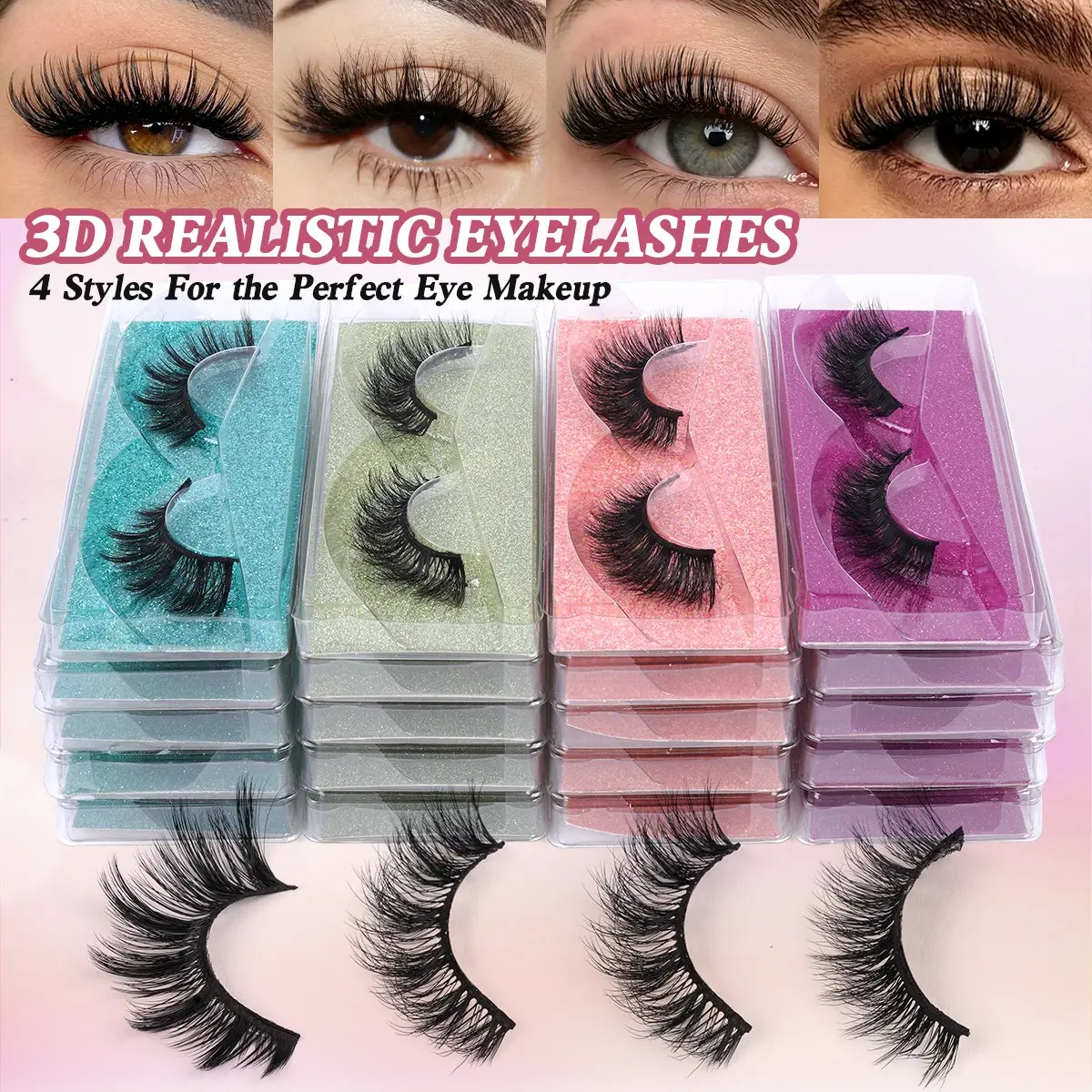 MAANGE 20 Pairs 4 Styles 3D Realistic False Eyelashes, Fake Eyelash, Natural Curly Thick Volume Faux Mink Lashes, C Curl Lightweight & Reusable, Soft Band All-Day Wear, Natural Eye Enlargement Effect, Perfect for Daily & Party Makeup