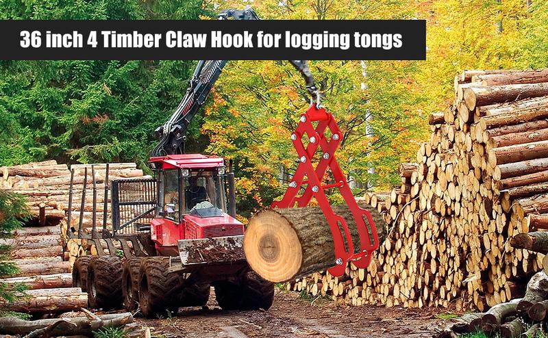 【GARVEE】Heavy Duty Log Lifting Tongs with 2 or 4 Claw Design: Versatile 18 to 36 Inch Options, Superior Grip, Powder-Coated Steel, and 360-Degree Rotation for Efficient Lumber Skidding and Logging.