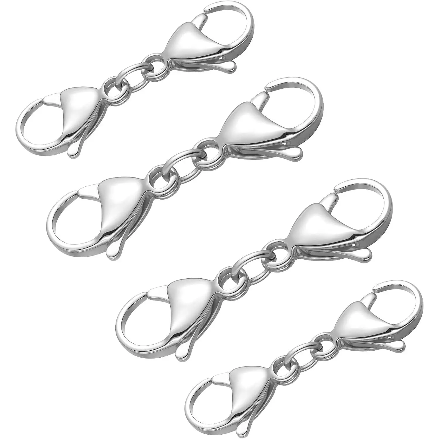 4 count  Double Lobster Clasps Extender, Bracelet Extender Chain, Double Claw End Clasp Necklace Extension Connector Clip for DIY  Making