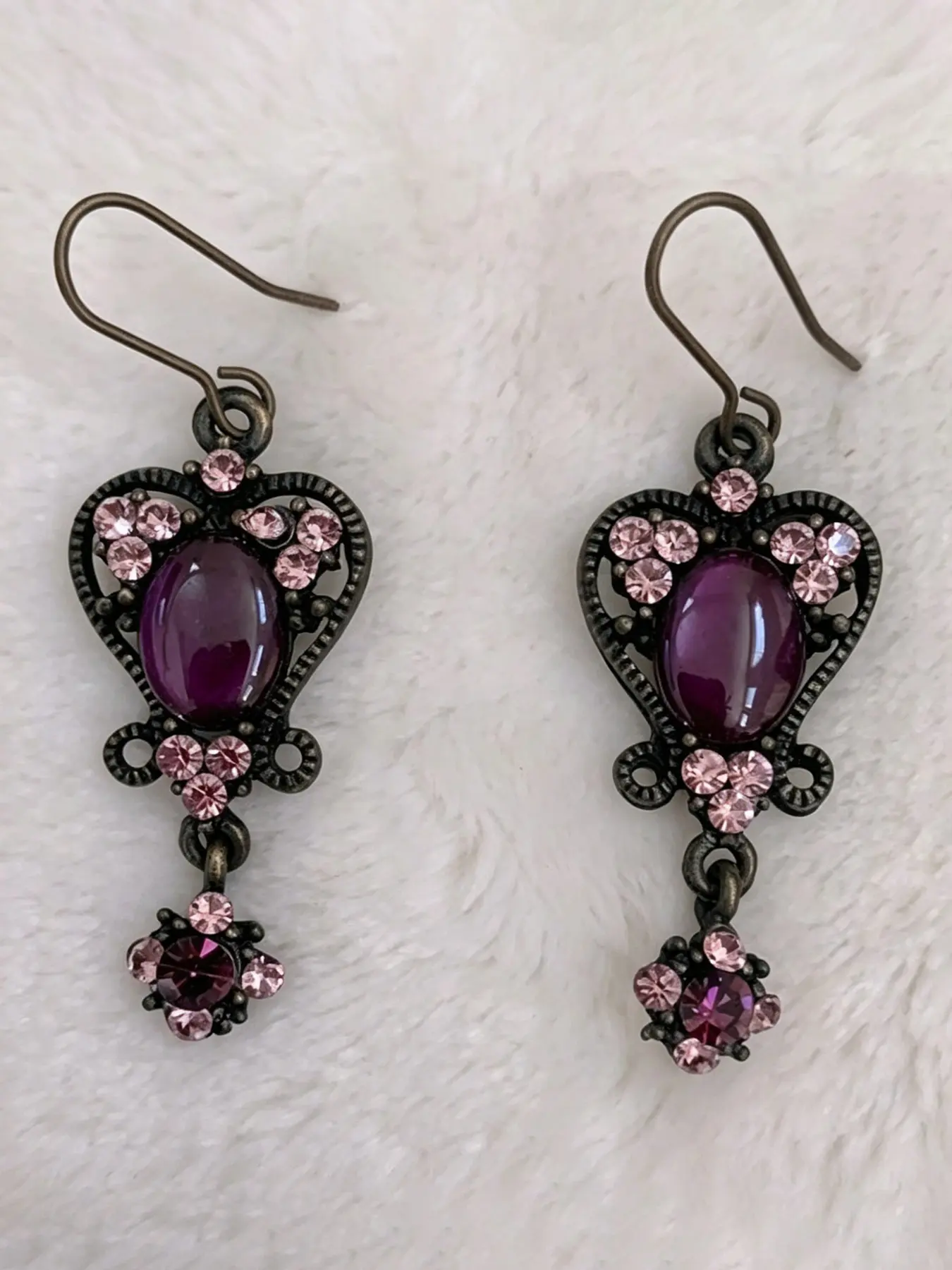 Elegant Heart Shaped Earrings for Women, Shining Earrings, Vintage Style Artificial Gemstone Jewelry, Perfect Gift for Parties and Events
