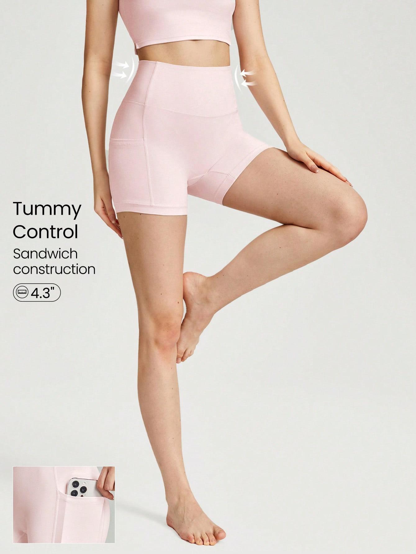 GLOWMODE 4.3" FeatherFit Anti-Slip Pocket Bike Shorts Non Front Seam Low Impact Cycling Running Gym Workout