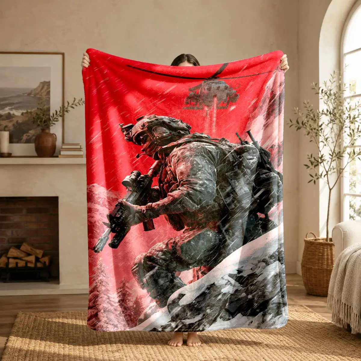 Soft Camouflage Fleece Blanket, Warm and Comfortable, Ideal for Bed, Sofa, Office, Camping, Travel, Gift