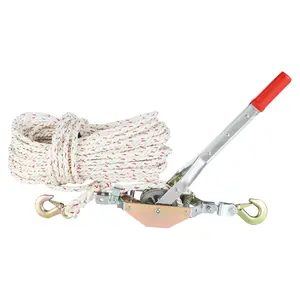 VEVOR Rope Puller, 3/4 Ton (1, 653 lbs) Pulling Capacity, with 100' of 0.6" dia. Rope, 2 Hook, Come Along Winch, Heavy Duty Ratchet Power Puller Tool for Moving Boats, Securing Items, Transporting Logs