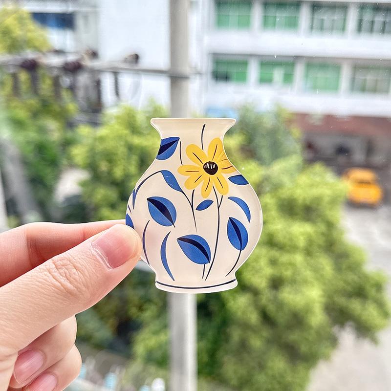 5 Vase Refrigerator Magnets Cute Decorative Design Cute Mini Acrylic Vase Refrigerator Magnets, can hold flowers, funny mini vase magnets, for refrigerator decoration, office, kitchen, storage cabinets, whiteboard, gift