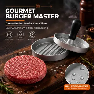 Non-Stick Aluminum Burger Press Maker, Even Pressure Hamburger Patty Mold with Handle for Homemade Beef Patties Grilling BBQ