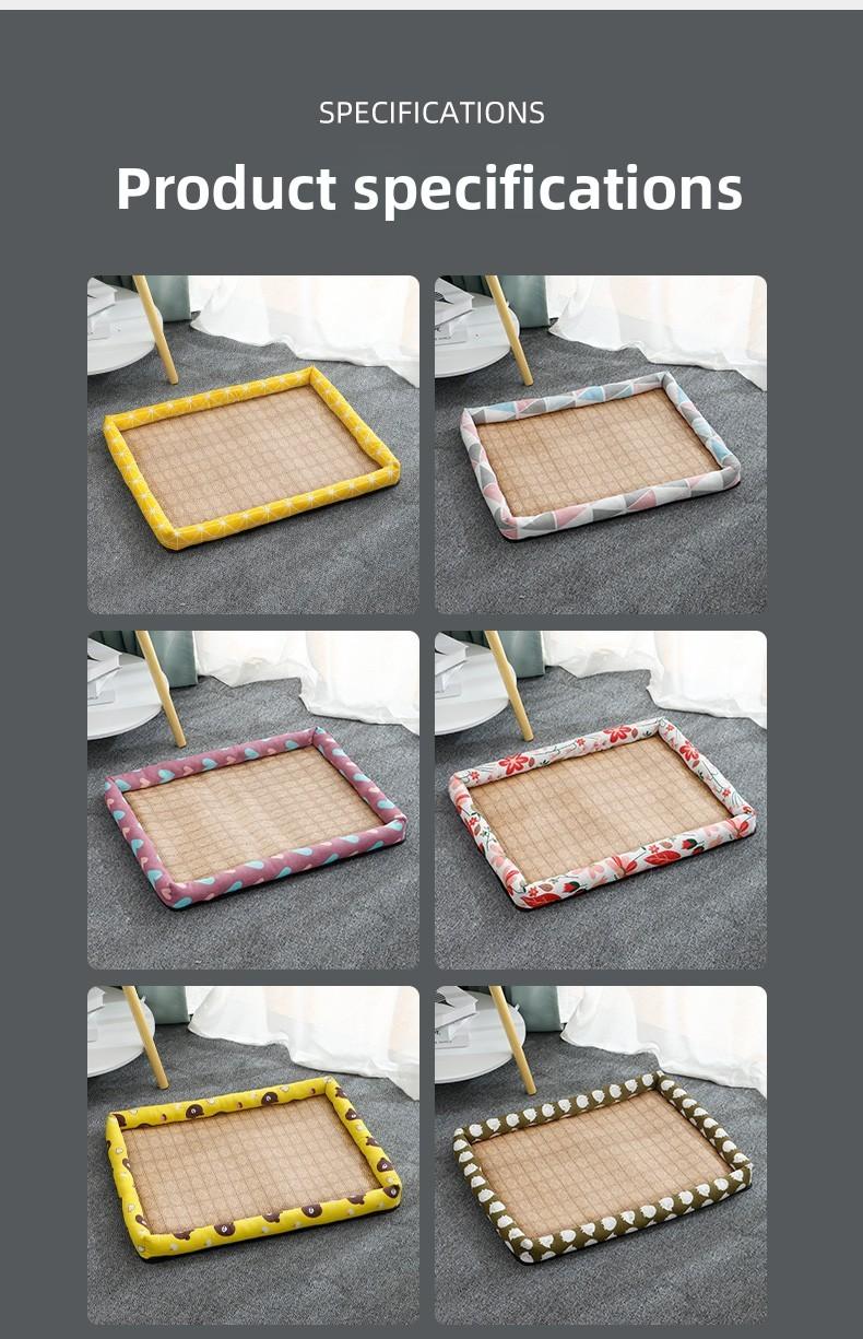 SoPets Cooling Pet Bed Mat for Summer Breathable Hemp Dog Bed with Non Slip Bottom Square Dog Crate Pad for All Seasons Indoor Outdoor Use