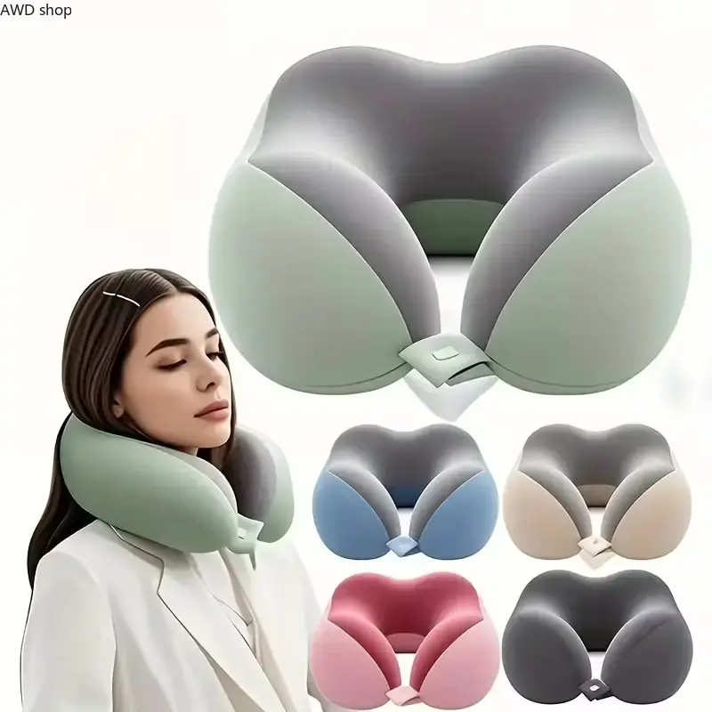 U‑Shape Travel Neck Pillow, Memory‑Foam Cervical Support Pillow Portable Airplane Sleep Accessory, Minimalist Soft Slow‑Rebound U‑Shaped Memory‑Foam Neck Pillow With Removable Cover & Storage Bag, Lightweight Compact Travel Pillow, For Airplane Travel, Ro