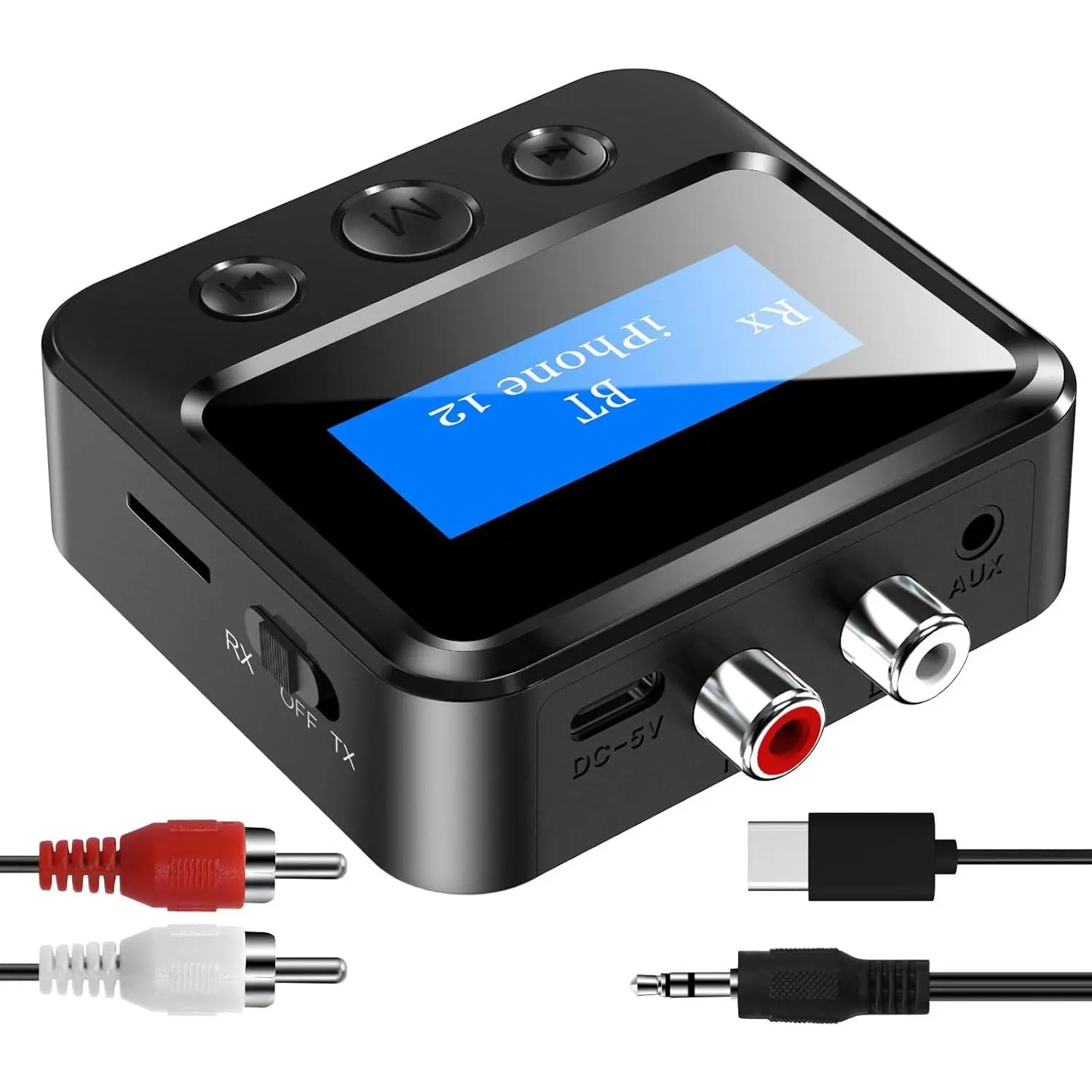 Transmitter Receiver for TV, with  3.5mm AUX & Display Audio Adapter for  Stereo,  Transmitter for Headphones/Speakers/Airplane/ Theater/PC/, TF Card Output