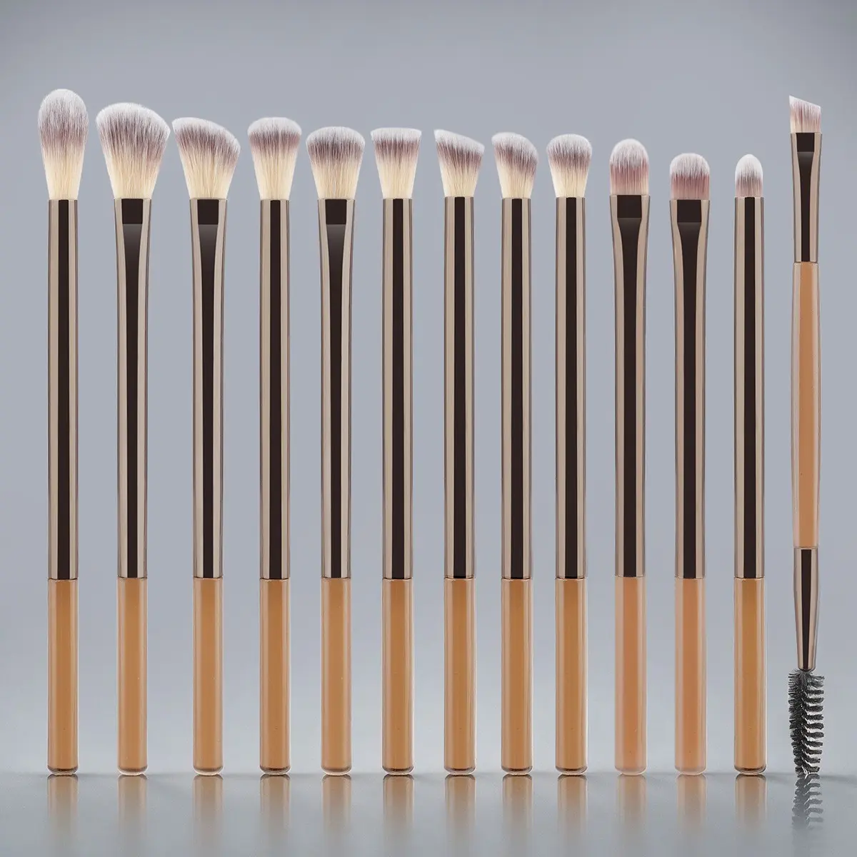 Professional Eye Makeup Brush Set, 13-Piece Soft Bristle Eyeshadow Blender, Brow Brush, Liner Brush, Transparent Handle, Daily Use