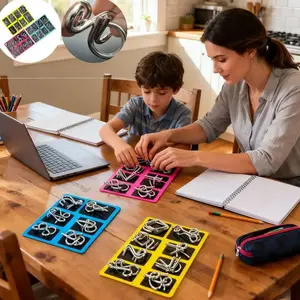 Metal Montessori Puzzle Solving Metal Wire Puzzle Pieces Solution Set 5.9''*7.08" Brain Teaser Wire Puzzle Chain Logic Educational Game Challenges Stress Relief Toys Thanksgiving Holiday Gift Ideas For Kids Men's Valentine Gifts