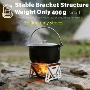 Portable Stainless Steel Wood-Burning Camp Stove, Foldable Outdoor Cooking Stove, Ideal for Camping, Hiking, Survival, Garden Use
