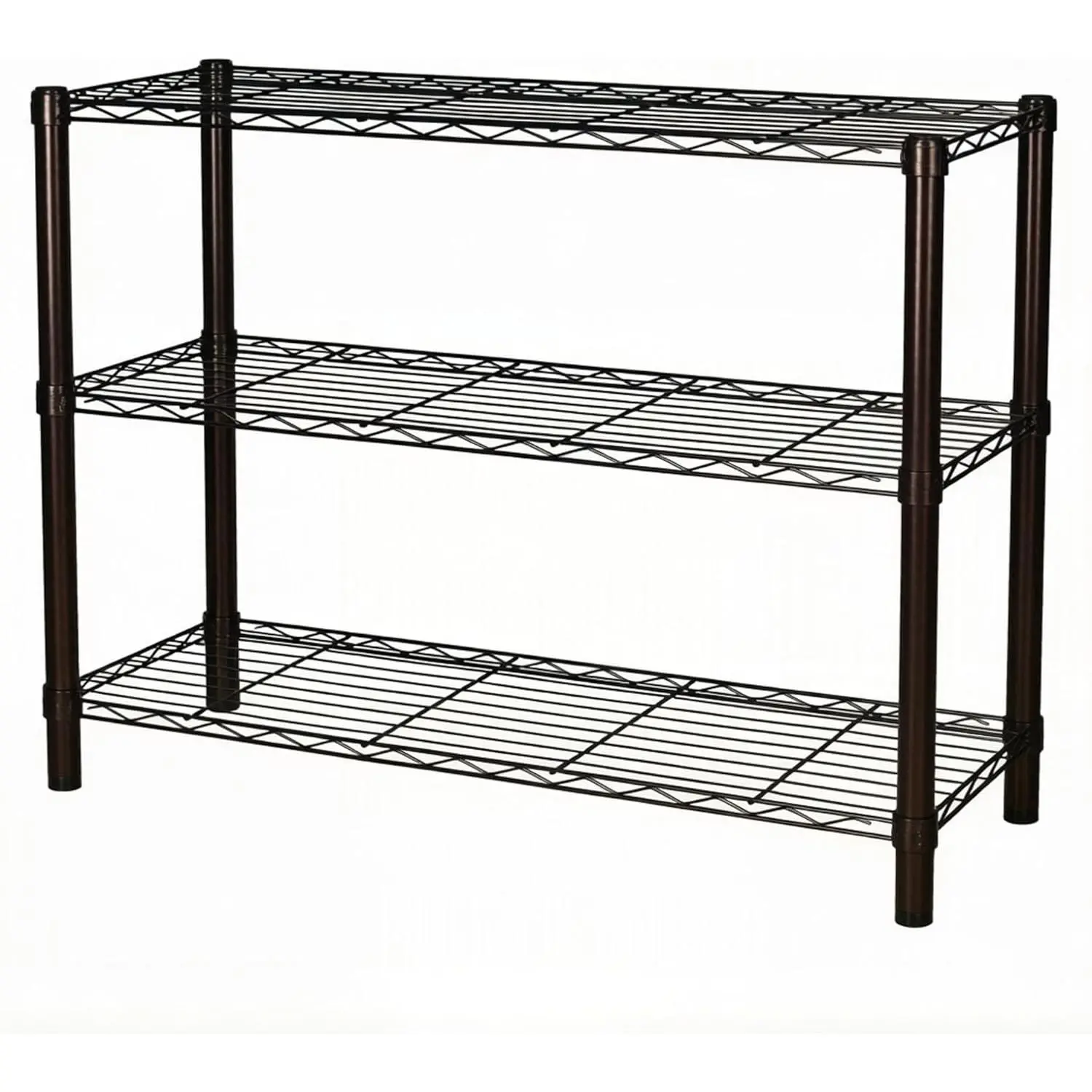 Standing Shelving Units, 36" W x 14" D x 32" H Metal Storage Shelves, Adjustable Carbon Steel Wire Shelving Rack Display Shelf for Garage Bathroom Kitchen  Office (3-Tiers, Black)