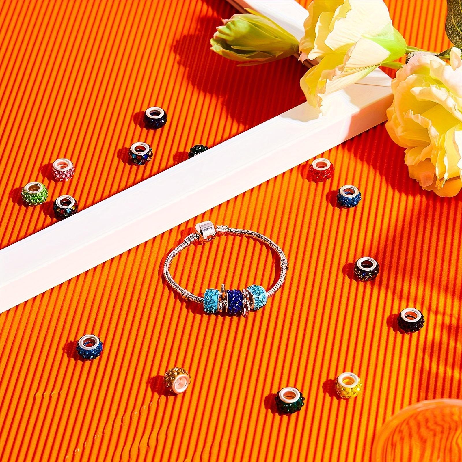 Rhinestone Decorated Beads, 100pcs/set Large Hole Crystal Hanging Beads, DIY Spacer Beads for Bracelets, Earrings, Necklaces, Crafts Production Supplies, Jewelry Making Kit, Bead Assortment