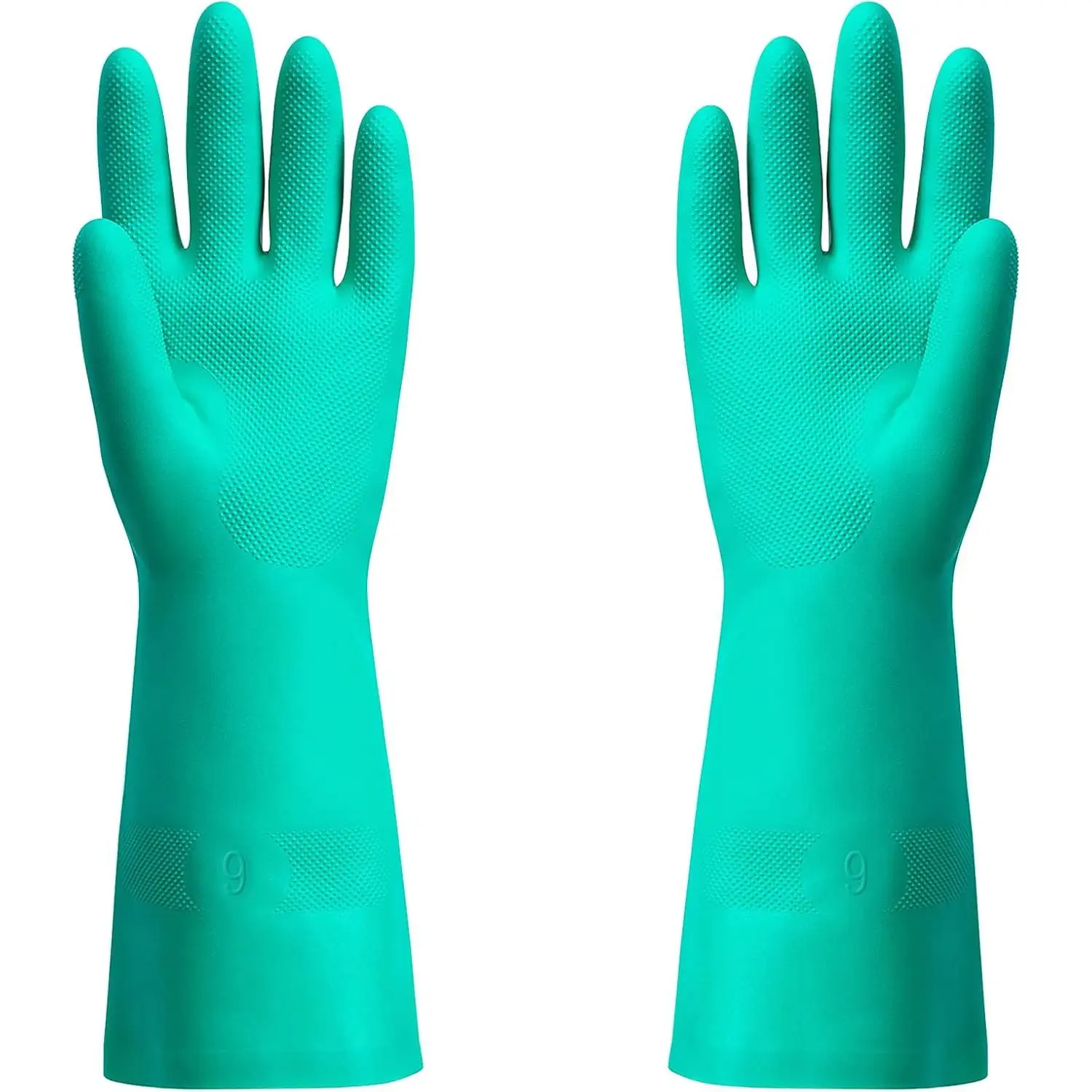 Chemical Resistant Nitrile Cleaning Gloves, Latex-Free, 1 Pair (Size L), 15mil, Reusable, Acid-Alkali-Solvent-Oil Resistant, Skin-Friendly, Anti-Slip for Industrial Household Use