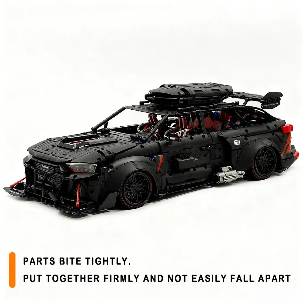 Technical RS6 Avant Station Wagon Building Blocks Classic Wagon SUV Sports‑Car Model Tabletop Ornament Assembly Kit Perfect Collectible Gift For Automotive Fans Creative Building Set